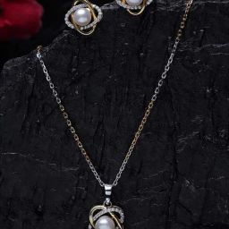 Clara 92.5 Sterling Silver Gold-Plated Swiss Zirconia Knot Pendant Set-image-19