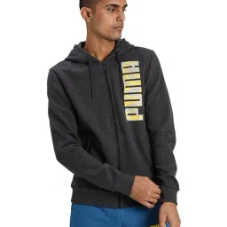 Puma Dark Grey Cotton Regular Fit Hooded Jacket-picture-27