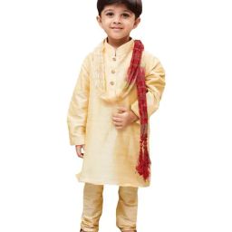 VASTRAMAY Kids Gold Kurta Set-image-17