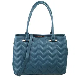 Metro Blue Textured Small Tote Handbag-image-28