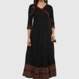 YASH GALLERY Black Printed Flared Kurta-image-56