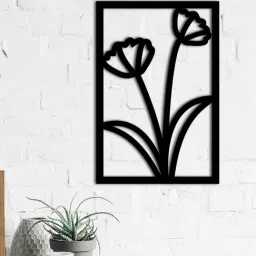 eCraftIndia Black MDF "Flower frame" Wall Art Cutout-image-30
