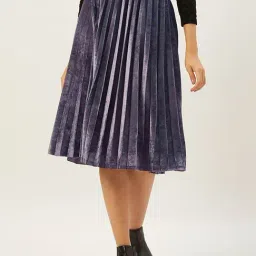 Anvi Be Yourself Grey Printed A-Line Skirt-image-72