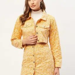 Anvi Be Yourself Yellow Floral Print Pencil Skirt-image-69