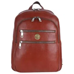 HiLEDER Tan Textured Medium Leather 11.5 inch Backpack-5