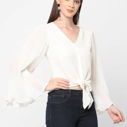 MISH Off White V Neck Top-image-61