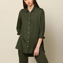 Saltpetre Elegant LInen Olive Shirt with Tapered Trousers Co-ord Set-image-29