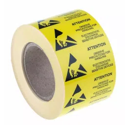 RS PRO Yellow Paper ESD Label Attention-Text 45x25 mm, 3643587 (Pack of 1000 Piece)-45