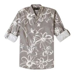 Cavio Boys Khaki Floral Print Full Sleeves Shirt-image-41