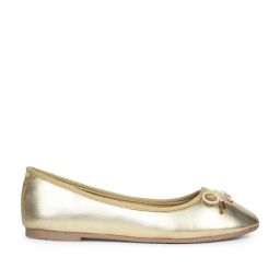 Bata Women's Gold Flat Ballets-image-10