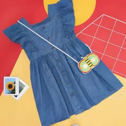 Pantaloons Junior Kids Blue Cotton Regular Fit Dress-picture-45