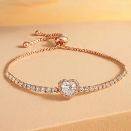 Rubans Rose Gold Heart-Cut Cubic Zirconia Classic Bracelet-picture-42