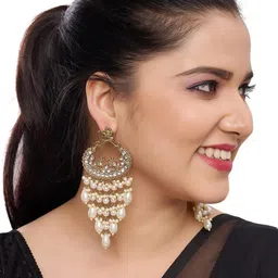 R A Enterprises Women White Earrings-23