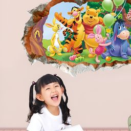 Jaamso Royals Yellow & Brown 3DWinnie Pooh Printed Self Adhesive Wallpaper-image-22