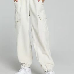Puma White Mid Rise Joggers-image-68