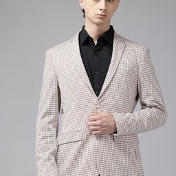 Park Avenue Houndstooth Checked Slim Fit Blazer-image-31