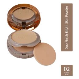 Glam21 Duo Finish Bright Skin Compact Powder 02 Natural Beige - 24 gm-10