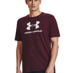 Under Armour Maroon Cotton Loose Fit Logo Printed Sports T-Shirt-image-17