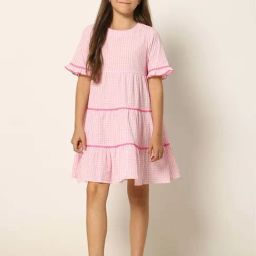 VERO MODA GIRL Pink Chequered Dress-image-84