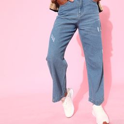 SASSAFRAS Women Stunning Blue Relaxed Fit Non Stretchable Jeans-picture-13