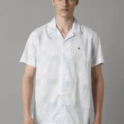 Louis Philippe White Cotton Slim Fit Printed Shirt-picture-3