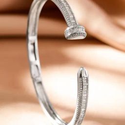Rubans Silver Cubic Zirconia Openable Cuffs Bracelet-picture-23
