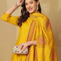 Anouk Women Regular Pure Silk Kurta with Trousers & With Dupatta-26