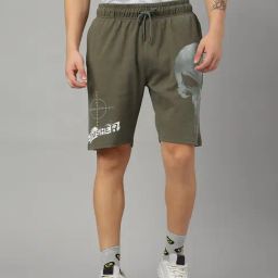Free Authority Green Regular Fit Punisher Print Shorts-12