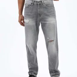 SHOWOFF Grey Denim Regular fit Solid Jeans-image-86