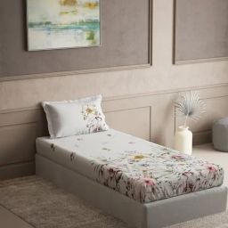 DDECOR Live beautiful Red Cotton Floral 145 TC Single Flat Bedsheet with 1 Pillow Cover-image-34