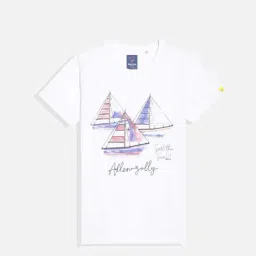 Allen Solly Kids White Printed Regular Fit T-Shirt-picture-16