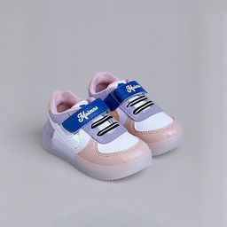 Hopscotch Girls White & Pink Colourblocked LED Velcro Round Toe PU Sneakers-picture-7