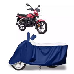 Auto Pearl Bike Cover for Bajaj Platina 110 H-Gear (White & Blue)-78