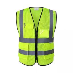 Generic Safety Jacket With Pockets And Zip Closure Polyester (Pack Of 10 Pcs)-image-0