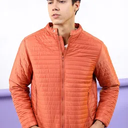 HIGHLANDER Men Rust Striped Padded Jacket-56