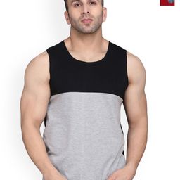SLOWLORIS Pack Of 2 Colourblocked Scoop Neck Gym Vests-picture-49