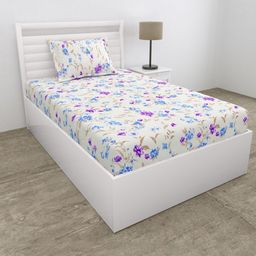haus & kinder Purple & Blue Printed 110TC Microfiber Single Bedsheet Set 1.53 cm x 2.25-image-97