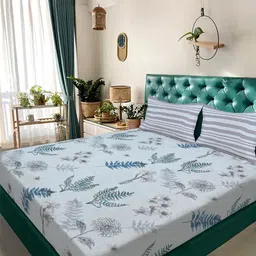 KLOTTHE Multicoloured Floral 300 TC King Bedsheet Set-image-40