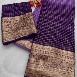 PAYAL CREATION Checked Zari Pure Georgette Maheshwari Saree-picture-9