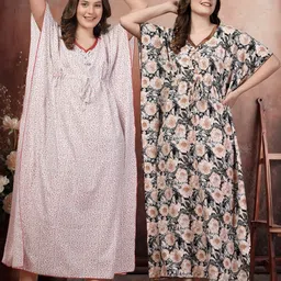 KLOTTHE Multi Cotton Blend Nightdress-image-98