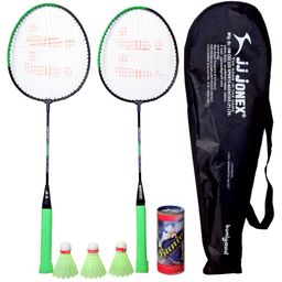 JJ Jonex Buniyad Play Badminton Racket Set With Cover - Black Green-3