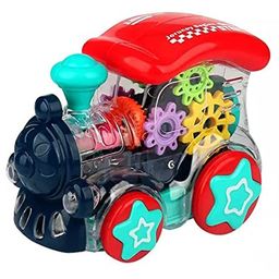 VGRASSP Gear Display Transparent Vehicle Toy for Kids 360 Degree Rotating Concept Racing with 3D Flashing LED Lights and Music Small Loco Engine (Colour may vary)-16
