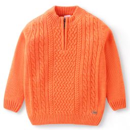 Babyhug Full Sleeves Acrylic Pullover Sweater - Orange-image-73