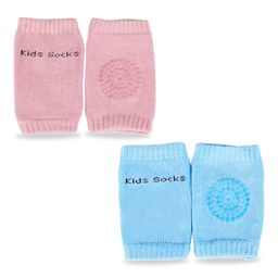 Chinmay Kids Knee Pads with Anti-Slip Padded Stretchable Elastic Cotton Soft Comfortable Pack of 2 - Light Pink & Sky Blue-84