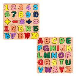 WISHKEY Wooden 3D Capital Alphabets and Number Board Puzzle Toy, Educational Toy Puzzles for Early Learning, Non-Toxic, Colorful Toy, Montessori Toy for Pre-Schooler Kids, Multicolor (Pack of 2)-16
