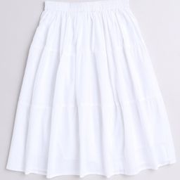 Aww Hunnie 100% Cotton Solid Tiered Skirt - White-image-94