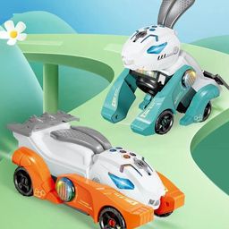 AKN TOYS 2 in 1 plastic rabbit robot car b/o automatic deformation truck toy with light sound - COLOR MAY VARY-12