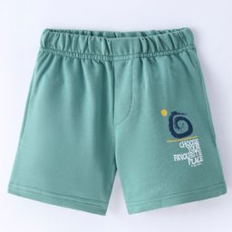 Evimo Single Jersey Above Knee Length Shorts Text Print - Green-picture-14