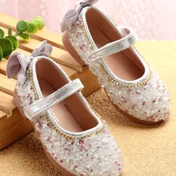 Babyoye Embellished  Ballerinas with Velcro Closure - White-picture-10