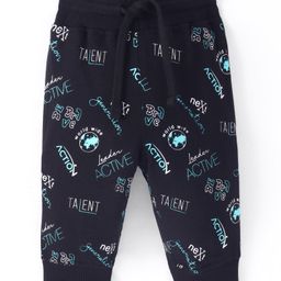Doreme  Single Jersey Knit Full Length Lounge Pant with Text Print - Black-picture-0